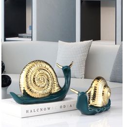 Decorative Objects & Figurines Creative Light Luxury Decoration Snail Lovely Bedroom Shelf Bookcase Small Furnishings Ceramic Crafts Home De