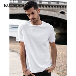 KUEGOU 100% Cotton Men's T-shirt Short Sleeve Fashion Patchwork Solid Tshirt Summer High Quality White Tee&Top Plus Size 90085 210524