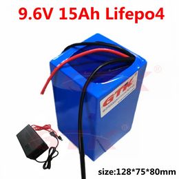 GTK 9V 15Ah lifepo4 lithium battery 9.6v bms 3s 3.2V batteries for vacuum cleaners children's toy car film camera +2A Charger