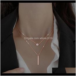 & Pendants Drop Delivery Gothic Simple Round Cz Necklace Double Layer Long Strip Pendant Geometric For Women Gift Fashion Jewelry Aessories 2