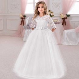 2021 Summer White Bridesmaid Girl Party DrWedding DrKids Dresses For Girls Children Clothing PrincDr10 12 Years X0803
