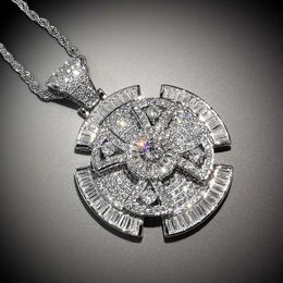 Spinner Cross Pendant Necklace 2 Colours New Arrival AAA Zircon Mens Necklace Fashion Rap Hip Hop Jewellery X0707