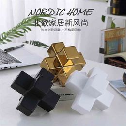 Nordic simple fashion creative light luxury square building blocks ceramic ceramics home crafts decoration 210924
