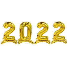 Party Decoration 2022 Year Standing Digital Creative Balloon 32 Inch Golden Aluminum Film Baby Birthday Atmosphere