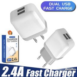 Dual USB Fast Charger 2.4A Quick Charge EU US Plug Wall Travel Adapter For Smart Phone With Retail Box