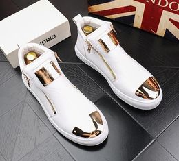 High-top men's shoes autumn new style punk party fashion casual shoes men's white gold high-top sneakers