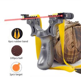 Outdoor Competitive Slingshot Toy High Precision Laser Aiming Slingshots Flat Rubber Bands Hunting Catapult Toy Sports W220307