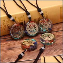 & Necklaces Pendants Orgonite Pendant Om Symbol Necklace Chakra Healing Energy Meditation Jewellery Handmade Professional Drop Drop Delivery 2