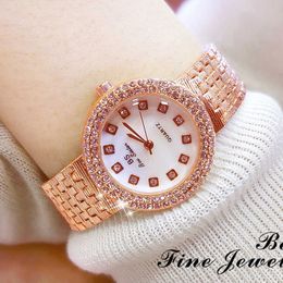 Rose Gold Watches Women Luxury Designer Brand Diamond Wrist Watch For Women Stainless Steel Women Watches Montre Femme 210527
