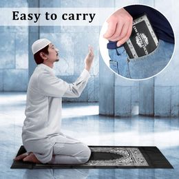 Islamic Prayer Rug Carpets Portable Braided Mat Zipper Compass Blankets Travel Pocket Rugs Muslim Worship Blanket WQ03-WLL03