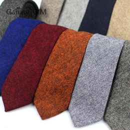 Solid Wool Ties for Men High Quality Brand Narrow Slim Suits Neckties Blue 6cm Mens Neck Tie for Wedding Cravats