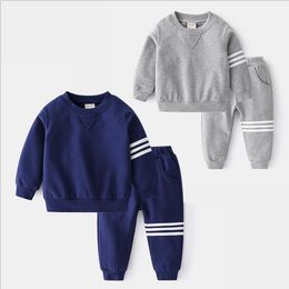 Baby Boys Clothes Striped Tops Pants 2pcs Sets Children Long Sleeve Outfits Designer Suits Fashion Boutique Kids Clothing 2 Designs BT6695