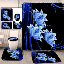 Bathroom Decor Shower Curtain Set Toilet Cover Non-Slip Bath Mat Rug Sets Waterproof Bath Curtain Toilet Seat Bathroom Accessory 210609