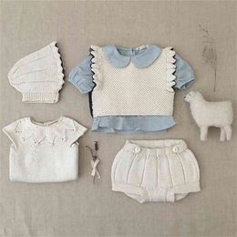Lovely Baby Boys Girls Knit Vest and Bloomers Toddler Fall Winter Crochet Tanks Button Cardigan Gril Sweater 210619