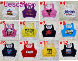 Women Tanks Sexy Slim Casual Camis Letters Cartoons Pattern Printed Vest Top Ladies New Fashion Sports Sleeveless Crop Tops 2022