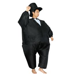 Mascot doll costume Black Suit Inflatable Costume Halloween Gentleman Costumes for Man Blow up Role Play Clothes Adult Carnival Dress Suit