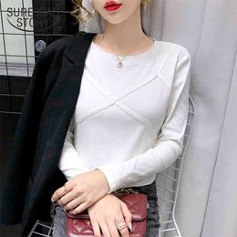 Autumn Long Sleeve Cotton White Shirt Solid Pullover Blouses For Women Casual Office Lady Slim Woman Top Blusas 11208 210415