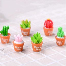 Simulation Cactus Succulent Pot Miniature Bonsai Micro-landscape Moss Terrarium Plant Decor Fairy Garden Accessory Resin Craft JJD10311