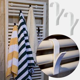 Hooks & Rails High Quality Hanger Scarf Heating Towel Radiator Rail Bath Hook Bracket Bathroom Kitchen Nail Free White