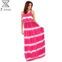 Women Dress Striped Colour Matching Sleeveless Spaghetti Strap Dresses Plus Size Long Summer Clothes 210524