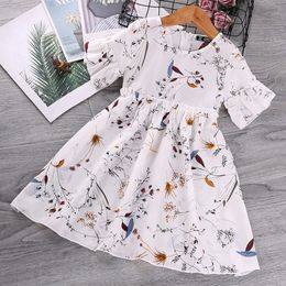 Fashion Princess Dresses For Girls Floral Ruffled Short Sleeve Summer Dress Girl Clothes Children'S Clothing 3 4 5 6 7 Years Q0716