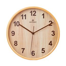 11 Inch Wooden Frame Wall Clock Modern Simple Style Silent Clocks Christmas Gift Home Office School Kitchen Bedroom Living Room Decoration