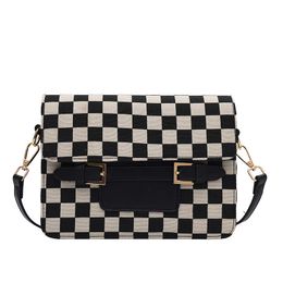 High Quality Shoulder Bag British Style Small Square Black-white Checkerboard Plaid Pouch Shoulder Messenger for Women