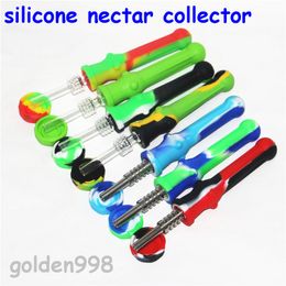 smoking silicone Nectar kits concentrate smoke pipes hookahs with 14mm GR2 Titanium Tip Quartz tips Dab Straw Oil Rigs DHL
