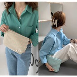 Colour Plaid Women's Small Cosmetic Bag Retro Design Ladies Cotton Wash Storage Bags Female Girls Simple Clutch Purse Handbags