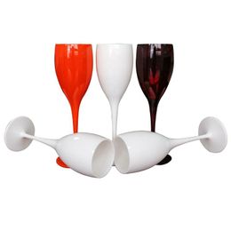 Disposable Dinnerware 175ML Champagne Flutes Glasses Plastic Wine Dishwasher-safe 3Colors White Acrylic Glass Transparent