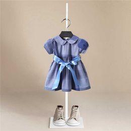 Baby Girls Clothes Summer Dress Short Sleeve Dresses Cotton Brand Belt Turndown Collar Dress Toddler Dresses for Baby Girls Q0716