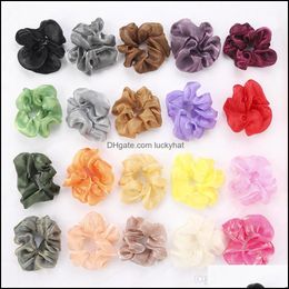 Jewellery Jewelrybright Colour Organza Scrunchies Women Silky Scrunchie Elastic Bands Girls Headwear Rubber Hair Ties Cute Ponytail Holder Drop