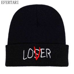 Fun Style Letter Lover Loser Embroidered Knit Hat For Men And Women Pink Fashion Hip Hop Unisex Hat Y21111