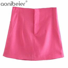 Bright Color Summer Fashion High Waist A-Line Women Mini Skirts Office Lady Casual Package Hip Skirt Female Bottoms 210604