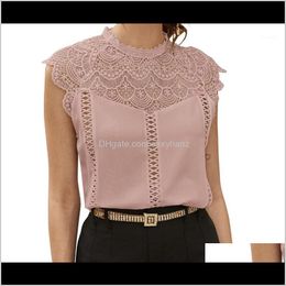 Blouses Shirts Female Streetwear Chiffon Polyester Shirt Sleeveless Solid Colour Blouse Street Style Twostriped Lace Top Womens Blouse1 Xb8Ec