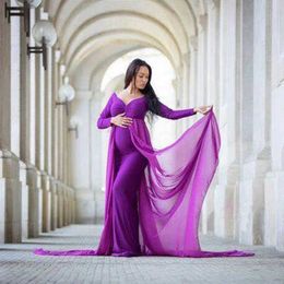 Shoulderless Long Sleeve Pregnancy Dress Photography Props Maternity Gown Dresses For Photo Shoot Pregnant Women Clothes