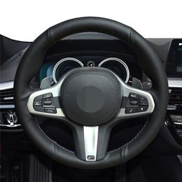 Steering Wheel Covers Hand Stitch Black Genuine Leather Car Cover For M Sport G30 G31 G32 G20 G21 G14 G15 G16 X3 G01 X4 G02 X7 G07