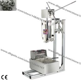 3 in 1 Stainless Steel Manual 3L Vertical Spanish Doughnut Churrera Churros Machine Maker with 6L Electric Fryer
