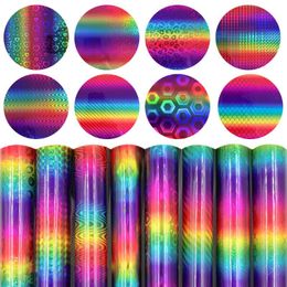 Window Stickers Holographic Rainbow Leopard Permanent Gradient Adhesive Craft Making Sign Cricut Film For Wall Glass Car Cup Decor