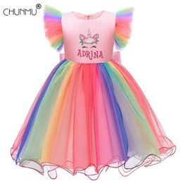 Lace Applique Elegant Evening Wedding Gown Tutu Princess Dress Beads Flower Girls Children Clothing Kids Party For Girl Clothes 210508