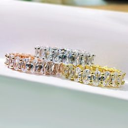 Choucong Luxury Jewellery Wedding Rings Three Colour 925 Sterling Silver Rose Gold Fill Oval Cut Top Sell Ins White 5A Zircon Eternity Women Engagement Band Ring Gift