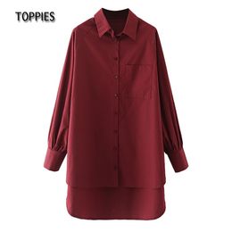 Toppies Casual Long Sleeve Shirt Dress Women Back Long Hem Single Button Dresses Female Blouses 210412