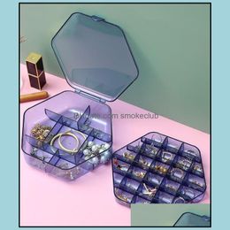 Storage Boxes & Bins Home Organisation Housekee Garden Jewel Case Earrings Necklace Jewellery Plastic Transparent Box Double Layer High Capaci