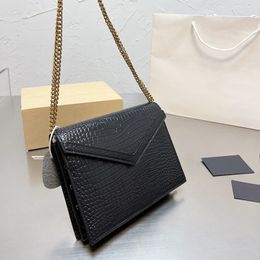 designer Messenger Bags Black Alligator Leather Multi Pochette Aged Gold Metal Hardware Cross Body Shoulder Luxury 22*15cm