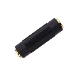 Black Audio Adapter Connector 3.5mm Female to 3.5 mm Female Stereo Jack Coupler Nickel-plated Extender Converter