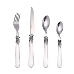 CATHYLIN Cutlery set Flatware Set 24-Piece Acrylic Handle Stainless Steel Dinnerware Set Restaurant Wedding Cutlery 211012