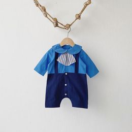 Gentleman Baby Long Sleeve Romper Wedding And Party Baby Boys Clothes Girls Jumpsuit Newborn Romper Clothes 210413