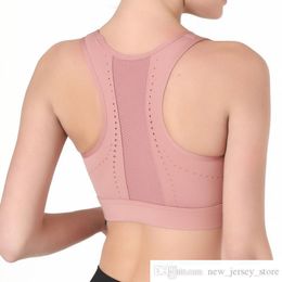 Own Brand Women's sports underwear pink back dot sports bra shockproof mesh jacquard stitching underwear Yoga vest fitness top