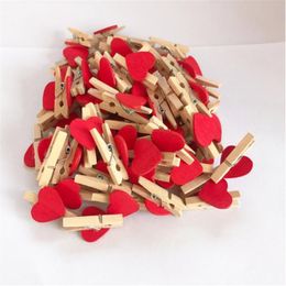 50PCS/Lot Mini Romantic Loving Heart Shape Wood Clips Handicrafts Pos Papers Clothes Pegs Home Bachelorette Party Decorations Decoration