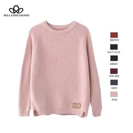 Bella Feminina Autumn Winter Harajuku Women Sweater women Pullovers CasualSplit Korean Knitwear plus size jumper 210805